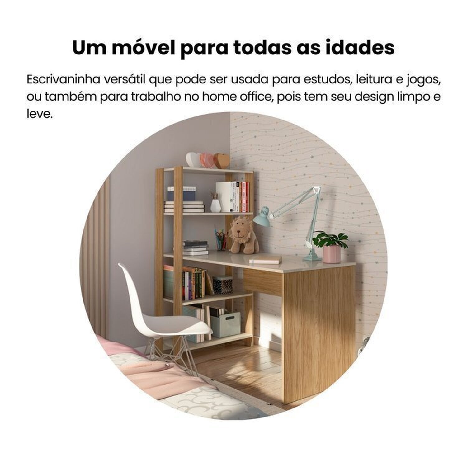 Kit 4 Peças com Escrivaninha Match, 2 Estantes e Armário Multiuso para Livros - 13