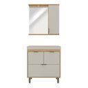 Ver imagem 3 de Armário Conjunto de Banheiro com Gabinete, Cuba e Espelheira e LED 80 cm Marrom/Carvalho Nature/Arenas