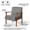 Ver imagem 2 de Poltrona para Sala Decorativa Estofada Base Madeira Maciça Júlia Cinza - Straub Web