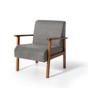 Ver imagem 1 de Poltrona para Sala Decorativa Estofada Base Madeira Maciça Júlia Cinza - Straub Web