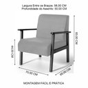 Ver imagem 3 de Poltrona para Sala Decorativa Estofada Base Madeira Maciça Júlia Cinza - Straub Web