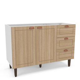 Balcão 2 Portas 3 Gavetas 120 Cm Pérola para Cozinha - 3
