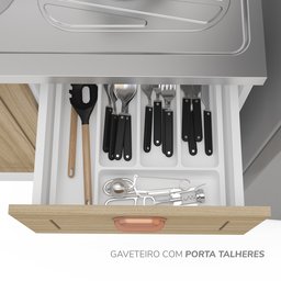 Balcão 2 Portas 3 Gavetas 120 Cm Pérola para Cozinha - 6