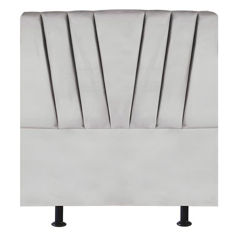 Cabeceira Estofada Cama Box Solteiro 100 Cm Malu Linho:cinza Claro