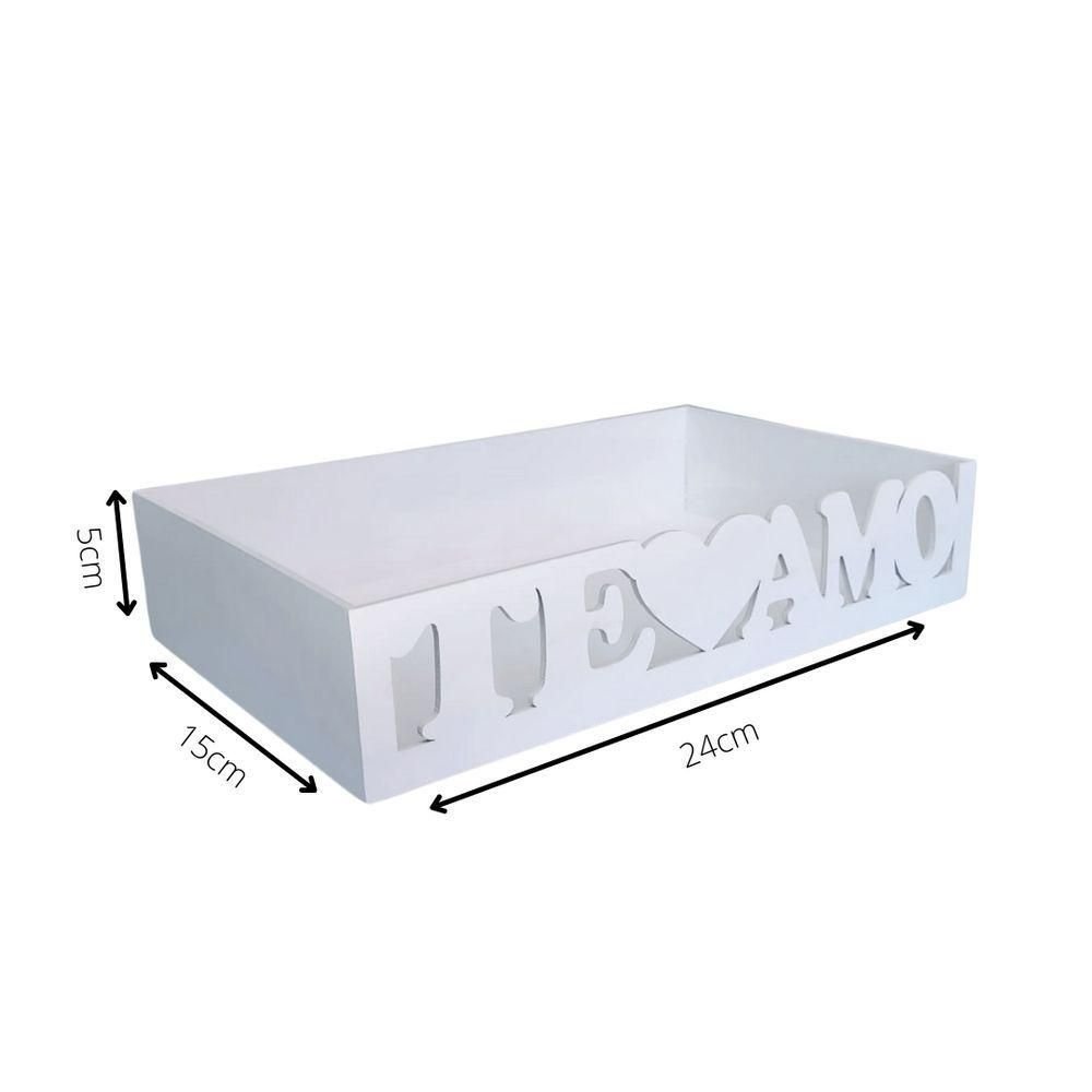 Bandeja Personalizada Te Amo S/alça para Café da Manhã (24x15x05) Branco - 3