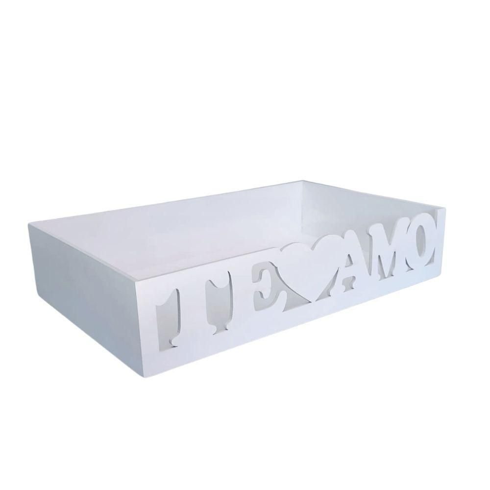 Bandeja Personalizada Te Amo S/alça para Café da Manhã (24x15x05) Branco - 1