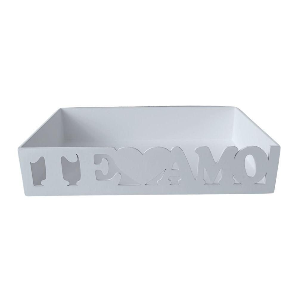 Bandeja Personalizada Te Amo S/alça para Café da Manhã (24x15x05) Branco - 2
