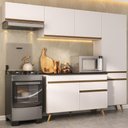 Ver imagem 1 de Armário Cozinha Modulada Compacta 252cm com Balcão Veneza Multimóveis Mp3761 Branco/dourado