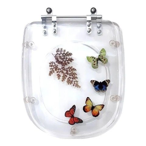 Tampa de Vaso Decorada Sabatini Icasa 4 Borboletas Cristal