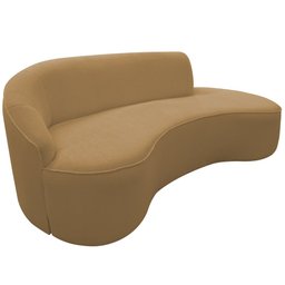 Sofá Curvo 03 Lugares 210cm Braço Direito Eron Bouclê Camel - CasaePoltrona - 1