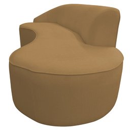 Sofá Curvo 03 Lugares 210cm Braço Direito Eron Bouclê Camel - CasaePoltrona - 7