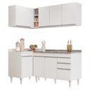 Ver imagem 1 de Armário de Cozinha Modulado de Canto Direito 4 Peças Cp39 com Pia Inox Branco - Lumil Lumil Móveis