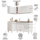 Ver imagem 3 de Armário de Cozinha Modulado de Canto Direito 4 Peças Cp39 com Pia Inox Branco - Lumil Lumil Móveis