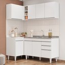Ver imagem 1 de Armário de Cozinha Modulado de Canto Direito 4 Peças Cp39 com Pia Inox Branco - Lumil Lumil Móveis