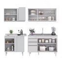 Ver imagem 6 de Armário de Cozinha Modulado de Canto Direito 4 Peças Cp39 com Pia Inox Branco - Lumil Lumil Móveis