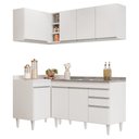Ver imagem 2 de Armário de Cozinha Modulado de Canto Direito 4 Peças Cp39 com Pia Inox Branco - Lumil Lumil Móveis
