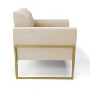 Ver imagem 4 de Poltrona Decorativa Consultório Base Industrial Alta Dourado Marisa Suede Bege
