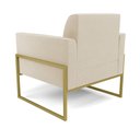 Ver imagem 5 de Poltrona Decorativa Consultório Base Industrial Alta Dourado Marisa Suede Bege