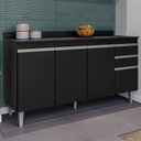 Ver imagem 2 de Balcao com Tampo 4 Portas 2 Gavetas 150 Cm Bp Ayla Eratto Moveis - Preto