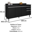 Ver imagem 3 de Balcao com Tampo 4 Portas 2 Gavetas 150 Cm Bp Ayla Eratto Moveis - Preto