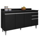 Ver imagem 1 de Balcao com Tampo 4 Portas 2 Gavetas 150 Cm Bp Ayla Eratto Moveis - Preto