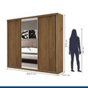 Ver imagem 2 de Guarda Roupa Casal 3 Portas de Correr 4 Gavetas e 3 Espelhos Barcelona Minastex Freijó