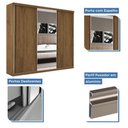 Ver imagem 3 de Guarda Roupa Casal 3 Portas de Correr 4 Gavetas e 3 Espelhos Barcelona Minastex Freijó