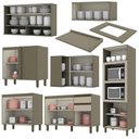 Ver imagem 4 de Cozinha Completa de Canto 7 Peças Connect Duna/cristal com Torre Quente 2 Fornos - Móveis Henn