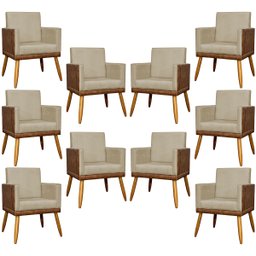 Kit 10 Poltrona para Recepção Lis Corino e Suede Cores - 1