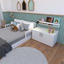 Ver imagem 5 de Cama Infantil Montessoriana Casal New Cori Branco/Cinza Cristal