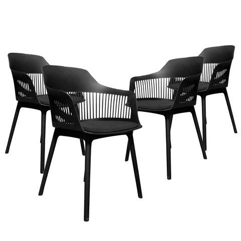 Kit 4 Cadeiras de Jantar Design Marcela Preta com Estofado