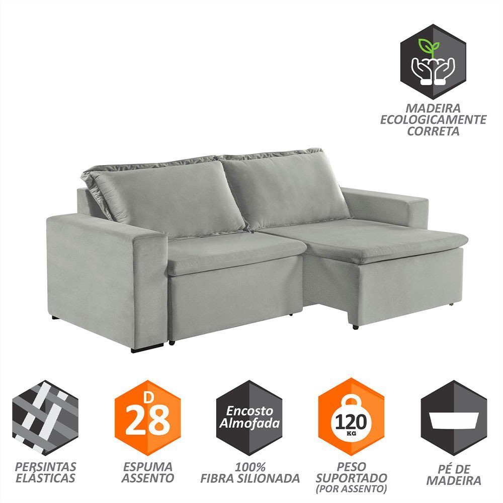 Sofa Malibu 2 Lugares 180 cm Pes de Madeira Talento Móveis - 3