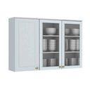 Ver imagem 1 de Módulo Cozinha Henn Americana Armário 3 Portas de Vidro (2 c/ Vidro) Branco
