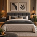 Ver imagem 1 de Cabeceira Cama Box Casal 138cm Estofada Bouclé Boss:Cinza Escuro