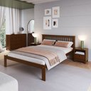 Ver imagem 1 de Cama de Casal Júlia de Madeira Maciça com Lastro Marrom/Walnut