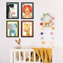 Ver imagem 1 de Kit 4 Quadros Infantis Bichos Safari 33x24cm - com Vidro:moldura Branca
