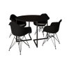 Mesa Industrial Jantar Redonda 110cm Preta Base V com 4 Poltronas Pretas Eames Daw Ferro Preto - 2