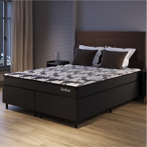 Conjunto Colchão Ortopédico e Base Box Queen 57x158x198cm Ambar Yescasa Preto