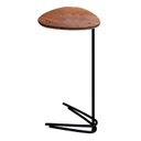 Ver imagem 2 de Mesa Lateral de Sofá Formato Folha MDF e Aço 70x40cm Preto/Madeira