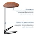 Ver imagem 5 de Mesa Lateral de Sofá Formato Folha MDF e Aço 70x40cm Preto/Madeira