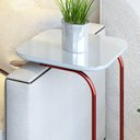 Ver mais imagens de Mesa Lateral para Sofá em Aço e MDF Roma 37x30x70cm Branco Rose/Off White