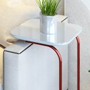 Ver mais imagens de Mesa Lateral para Sofá em Aço e MDF Roma 37x30x70cm Branco Rose/Off White