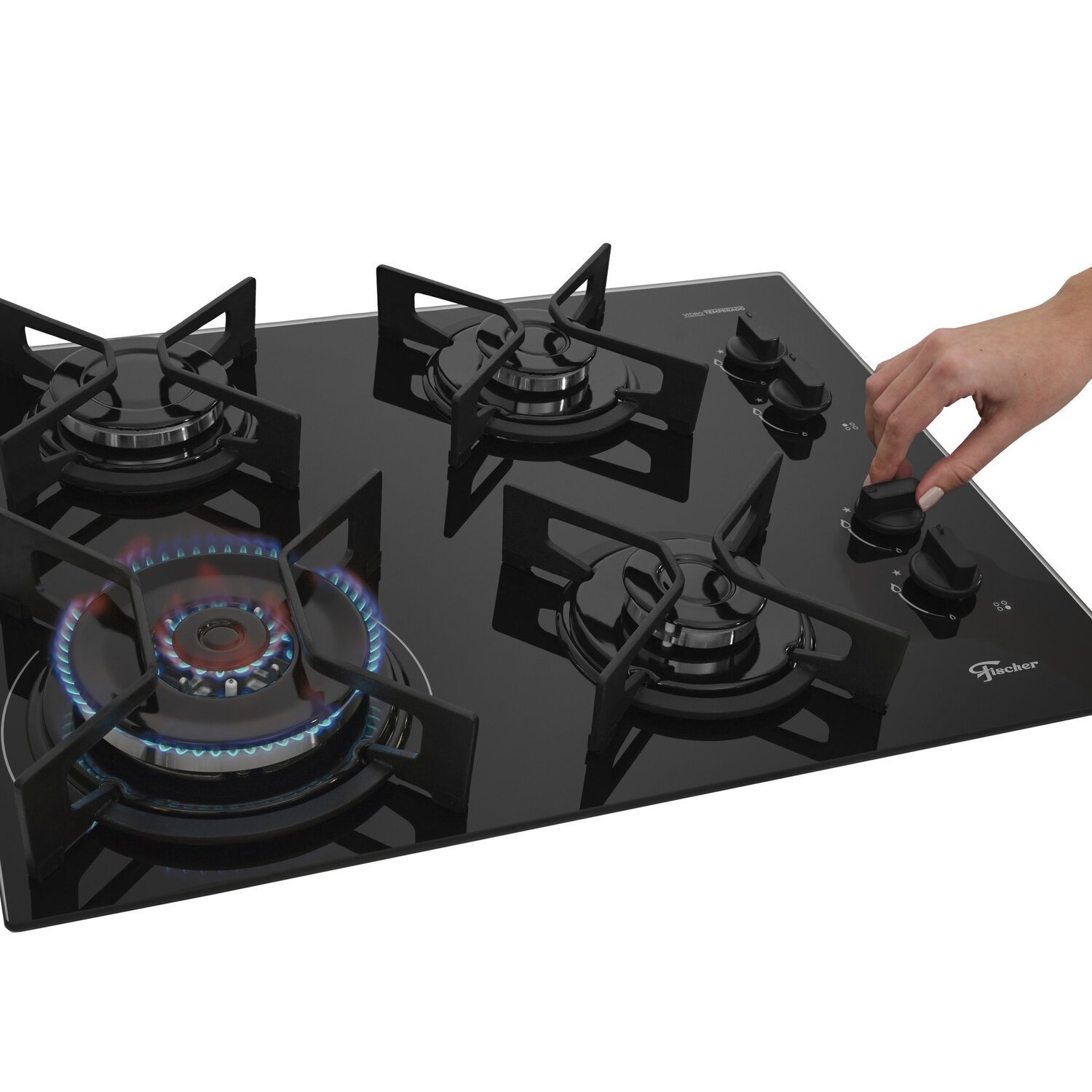 Cooktop a Gás Fischer 4 Bocas Tc Fit Line Trempe Iron - 2