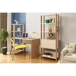 Conjunto Home Office 3 Peças Escrivaninha com Estantes e 2 Armários Match Yescasa - 10