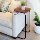 Ver imagem 1 de Mesa Lateral para Sofá em Aço e MDF Roma 37x30x70cm Marrom Preto/Cinamomo