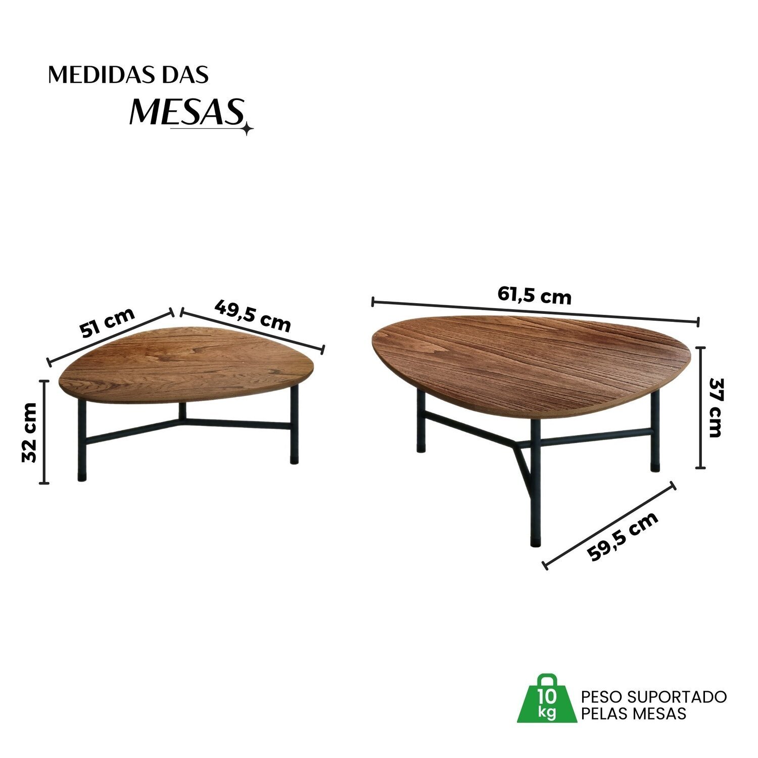 Conjunto com 2 Mesas de Centro Folha - 3