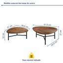 Ver imagem 3 de Kit 2 Mesas de Centro Formato Folha e Aço Roma Marrom Preto/Madeira 100% MDF