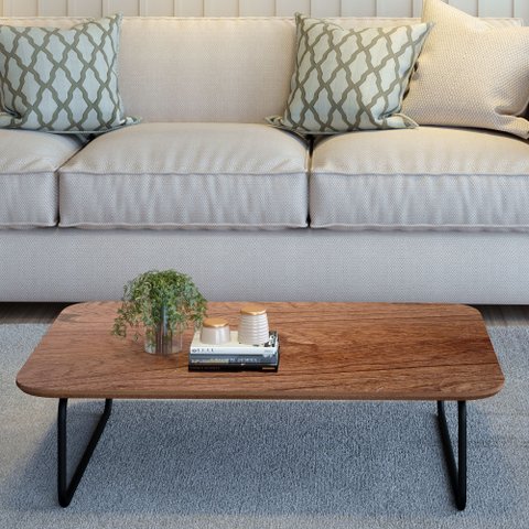 Mesa de Centro Retangular Roma 90x50x33cm Marrom Preto/Cinamomo 100% MDF
