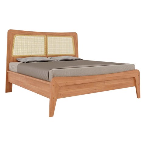 Cama Ricco King Madeira com Palhinha Amêndoa