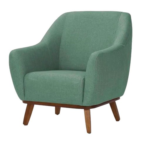 Poltrona Dekorien Paloma Linho Verde Sálvia Sala Base Madeira